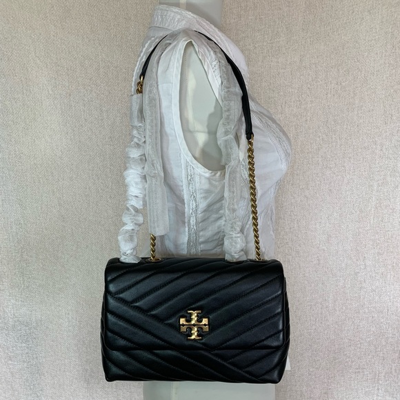 NEW Tory Burch Kira Chevron Black Small Convertible Shoulder Bag/Crossbody Bag - Picture 14 of 16